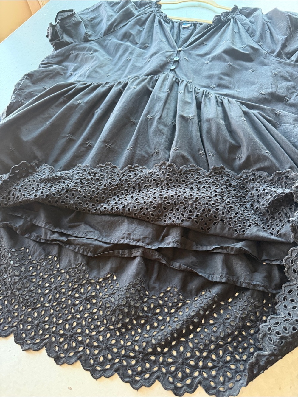 Old Navy Black Cotton Eyelet-Hem Lined Minidress XXL - Picture 10 of 11